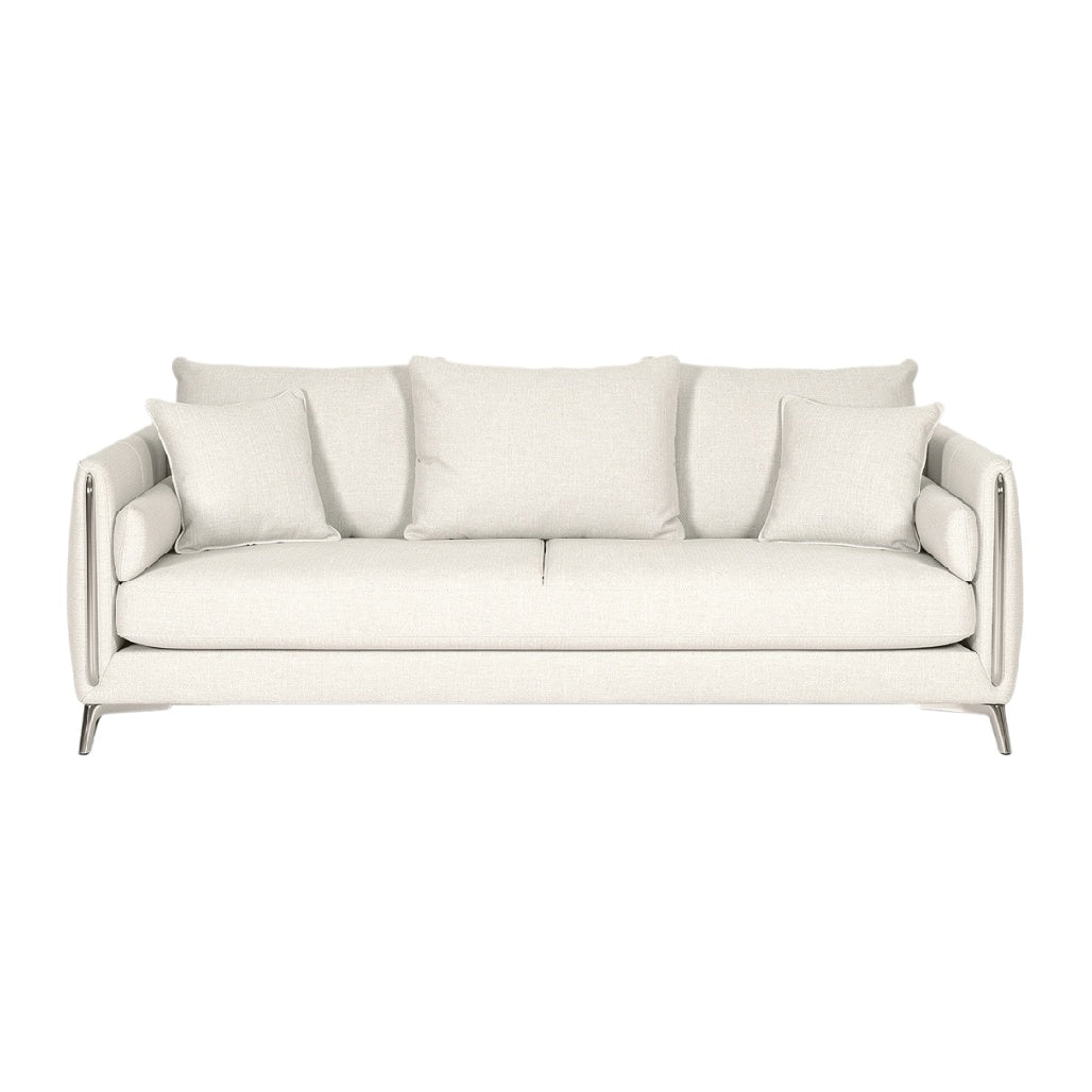 Stijlvolle Witte Bank met Kussens en Minimalistisch Design