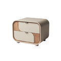 Moderne nachtkast met afgeronde hoeken en houten details